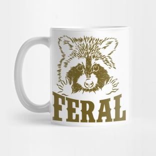 Feral raccoon shirt, funny raccoon meme, Vintage Cartoon T Shirt, Aesthetic Tee, Unisex Mug